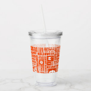 Verre En Acrylique Halloween Whimsical Cool Motif de typographie Oran