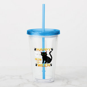 Verre En Acrylique Happy Meow-O-Ween - Chats noirs