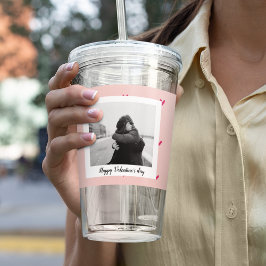 Verre En Acrylique Heureuse Sainte-Valentin | Coeur rose et rouge | C