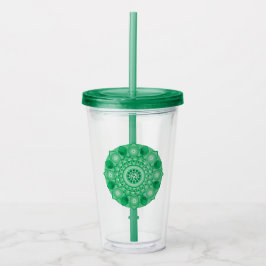 Verre En Acrylique Hexahedron vert de la Terre Mandala Tumbler