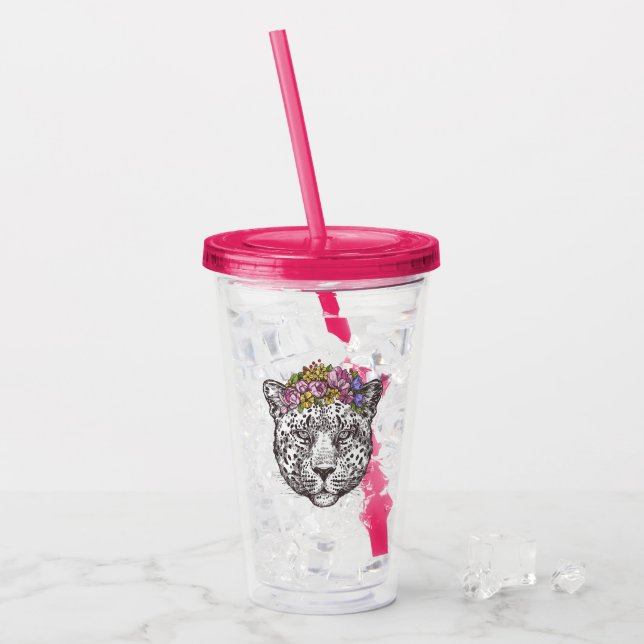 Verre En Acrylique Hippie de léopard chic (Devant glace)