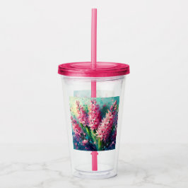Verre En Acrylique Hyacinthes roses Floral Impressionniste Peinture