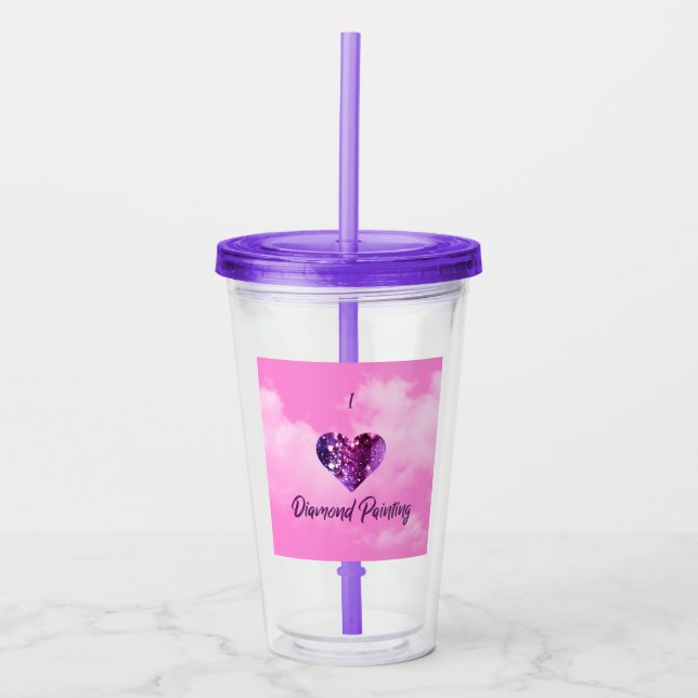 Verre En Acrylique I Heart Diamond Painting 16 Oz Tumbler (Devant)