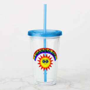Verre En Acrylique I Wanna Die - Rainbow Smiling Sun
