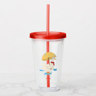Verre En Acrylique Illustration Cute Duck Holding Umberella