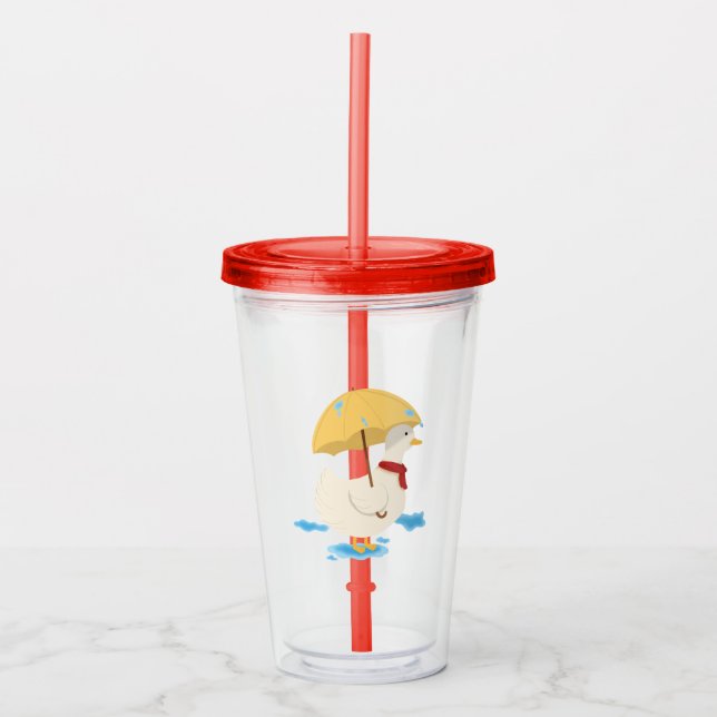 Verre En Acrylique Illustration Cute Duck Holding Umberella (Devant)