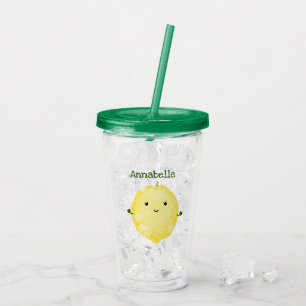 Verre En Acrylique Illustration de bulles de caricatures de citron mo