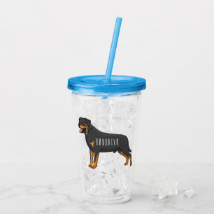 Verre En Acrylique Illustration de chien Rottweiler