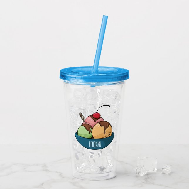 Verre En Acrylique Illustration de crème glacée (Dos glace)