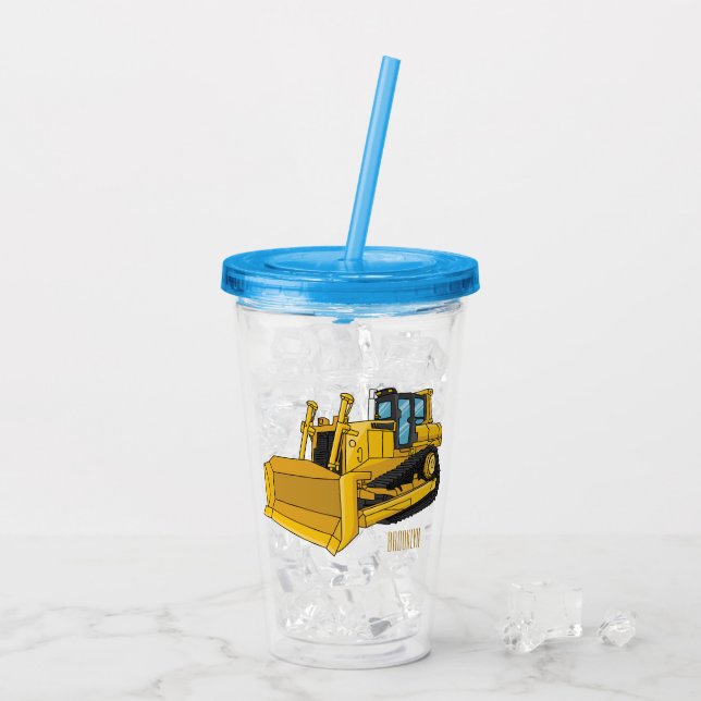 Verre En Acrylique Illustration de dessin animé Bulldozer (Dos glace)