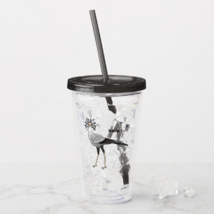Verre En Acrylique Illustration de dessin du secrétaire pour oiseaux