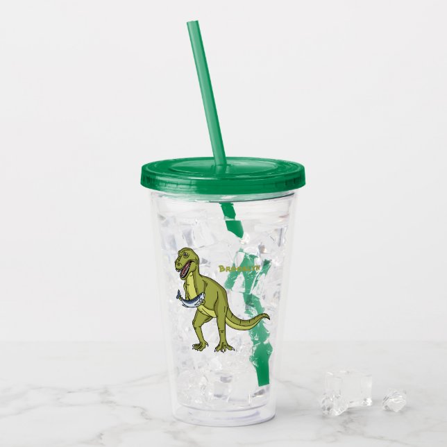 Verre En Acrylique Illustration de dinosaure T rex drôle (Devant glace)
