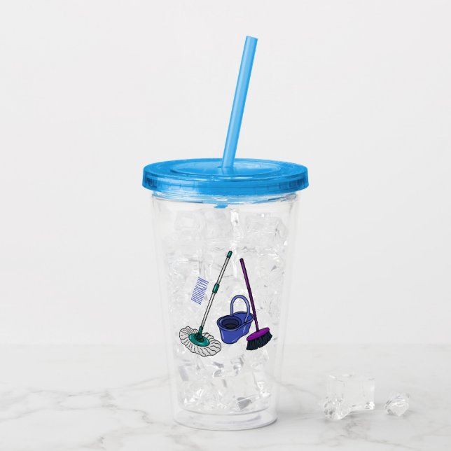 Verre En Acrylique Illustration de la bande dessinée Broom & mop (Dos glace)