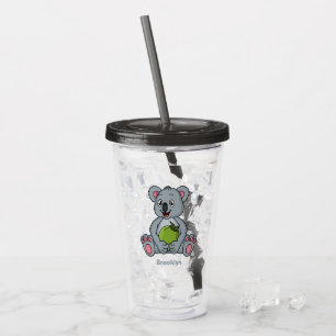 Verre En Acrylique Illustration de la koala de Cute et de la noix de