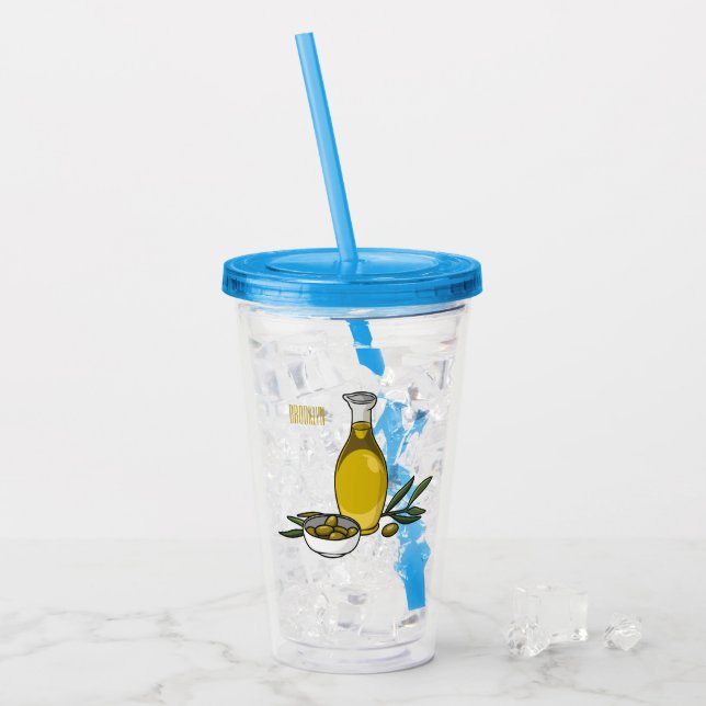 Verre En Acrylique Illustration d'huile d'olive (Devant glace)