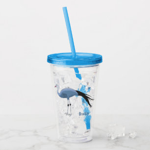 Verre En Acrylique Illustration d'oiseau de grue bleue