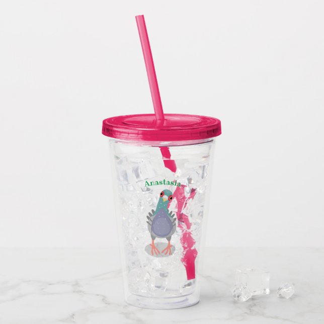 Verre En Acrylique Illustration drôle de pigeon curieux (Devant glace)