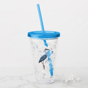 Verre En Acrylique Illustration du grand héron bleu