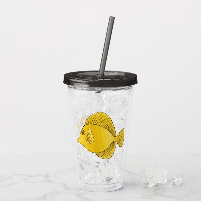 Verre En Acrylique Illustration du poisson-tang jaune (Dos glace)