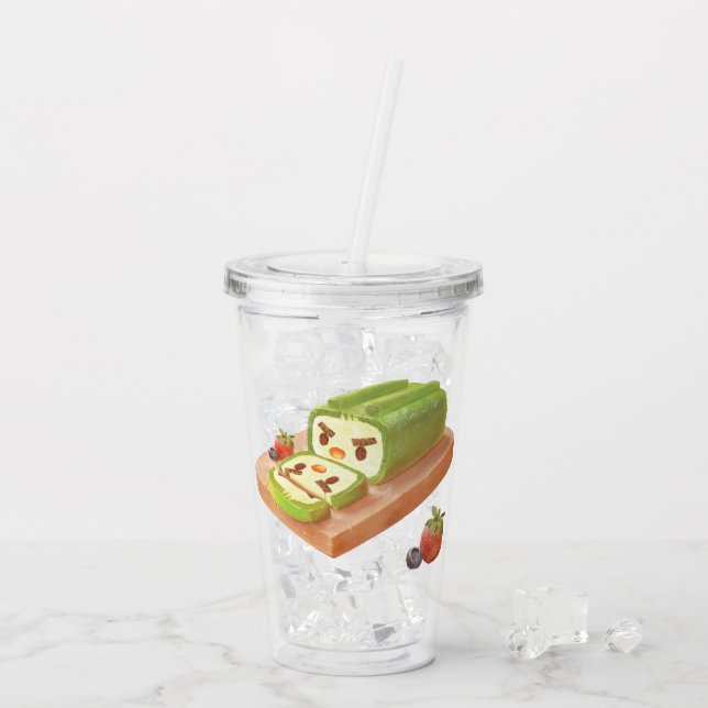 Verre En Acrylique Illustration du rouleau de gâteau Matcha (Dos glace)