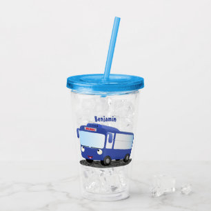Verre En Acrylique Illustration d'un bus moderne bleu mignon