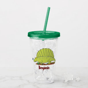 Verre En Acrylique Illustration d'un dimétrodon vert mignon