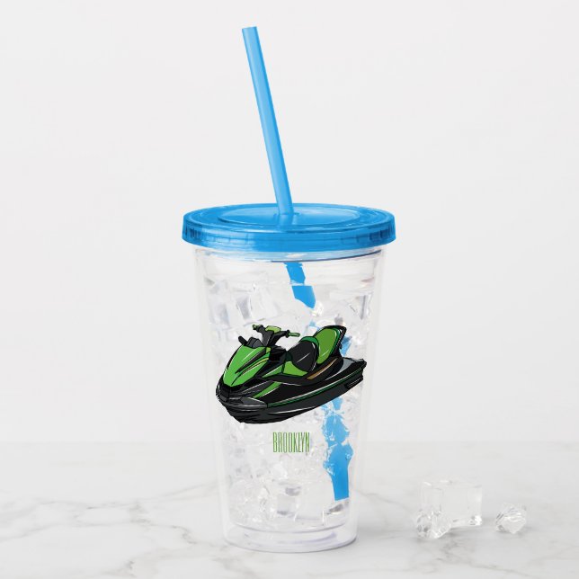 Verre En Acrylique Illustration Jet ski (Devant glace)