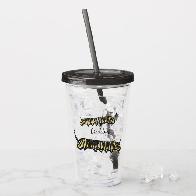 Verre En Acrylique Illustration Monarch caterpillar (Devant glace)