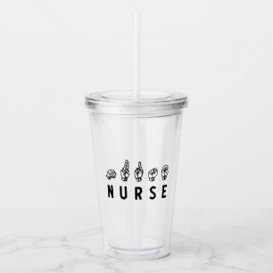 Verre En Acrylique Infirmière ASL langue des signes main Nurse Grad R