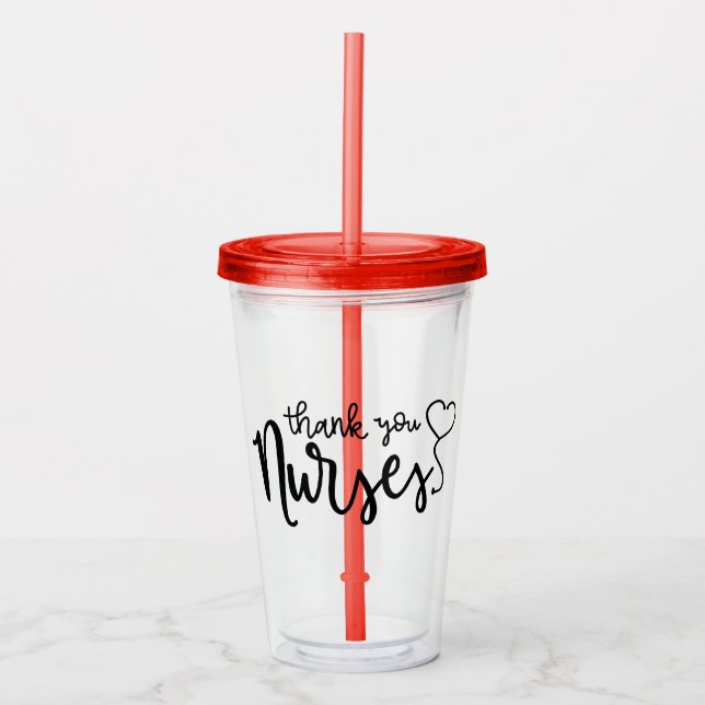 Verre En Acrylique Infirmières Mercis| Script soigné (Devant)
