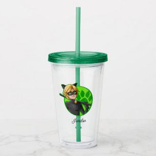 Verre En Acrylique Insigne vert Cat Noir
