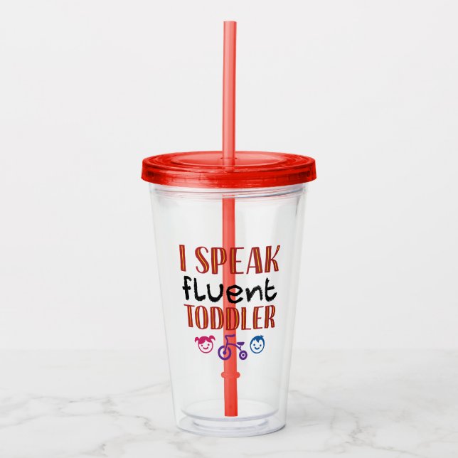 Verre En Acrylique Je Parle Enseignant De Garderie Fluent Toddler (Devant)