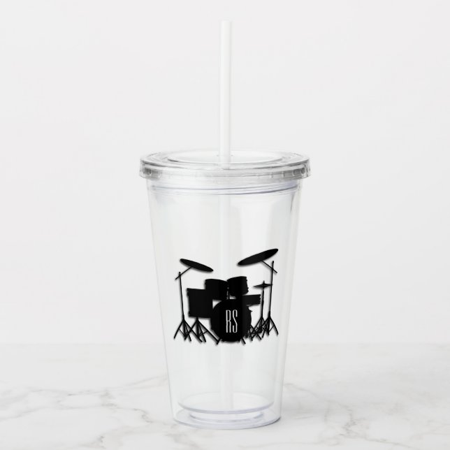 Verre En Acrylique Jeu de tambour Monogramme Argent (Devant)