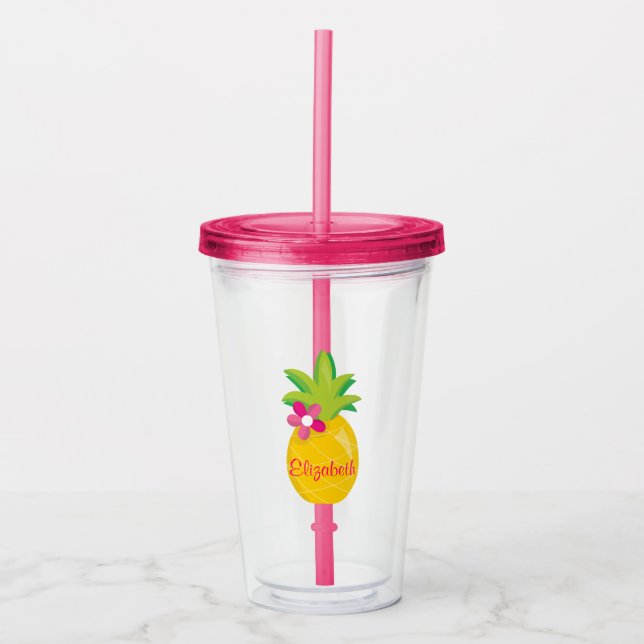 Verre En Acrylique Joli ananas Tropical (Devant)