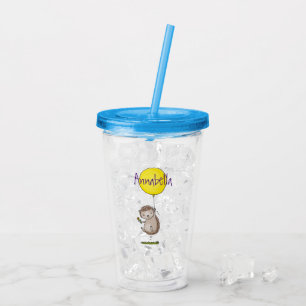 Verre En Acrylique Joli hérisson et motif de dessin animé de ballon