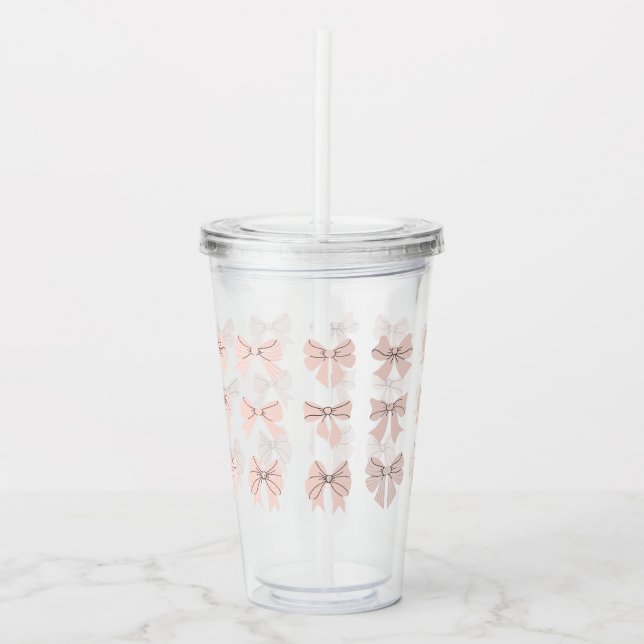 Verre En Acrylique Joli motif de nœud coquet Rose poudré (Devant)