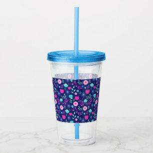 Verre En Acrylique Joli motif floral de fond