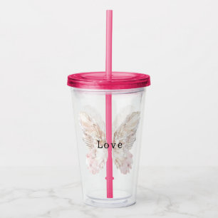 Verre En Acrylique Jolie ailes papillon rose