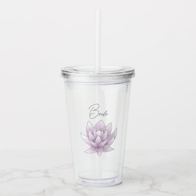 Verre En Acrylique Jour de mariage Pink Lotus Bride (Devant)