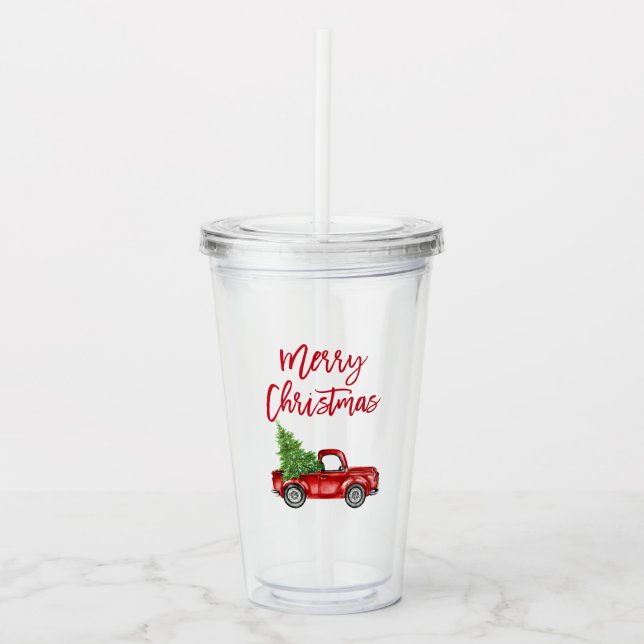 Verre En Acrylique Jour de Noël pour le camion Vintage à la brosse ro (Devant)