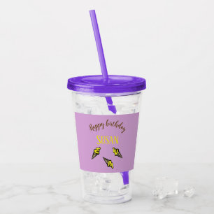 Verre En Acrylique Joyeuse crème glacée jaune d'anniversaire sur viol