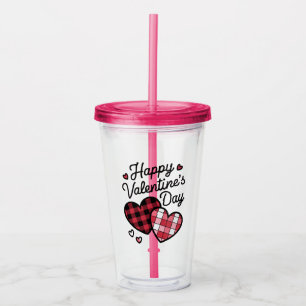 Verre En Acrylique Joyeuse Saint-Valentin Léopard Carreaux Amour Coeu