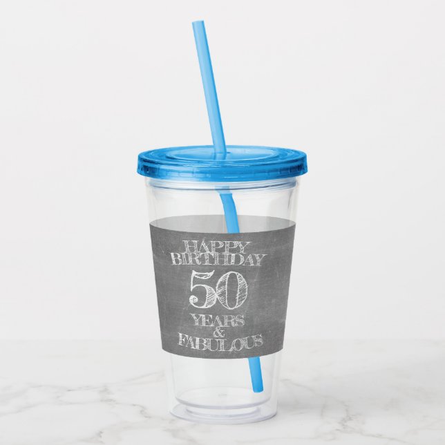 Verre En Acrylique Joyeux anniversaire - 50 ans et fabuleux (Gauche)