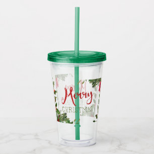 Verre En Acrylique Joyeux Noël de verdure