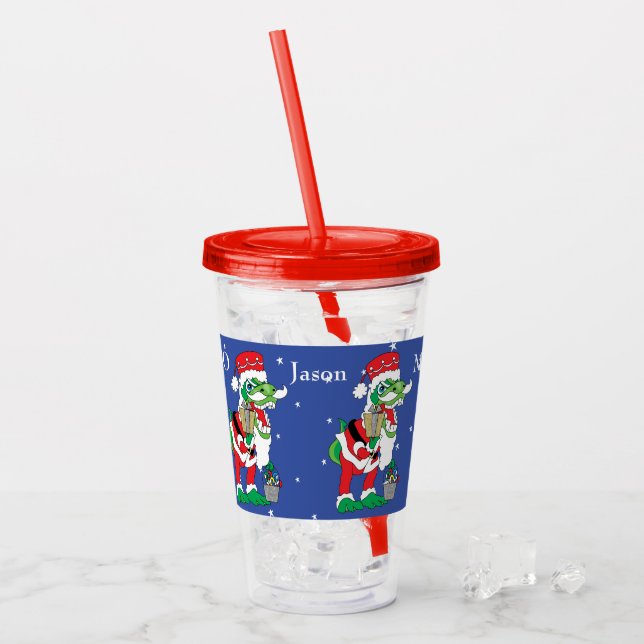 Verre En Acrylique Joyeux Noël SantaSaurus (Devant glace)