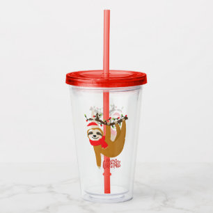 Verre En Acrylique Joyeux Noël Sloth Vacances