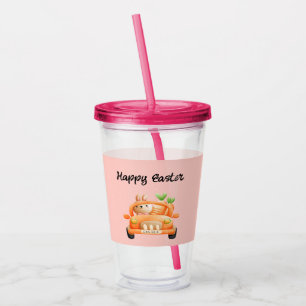 Verre En Acrylique Joyeux pilote de Pâques lapin rose