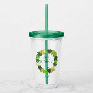 Verre En Acrylique Joyeux St. Patrick's Day Lucky Shamrock Clover