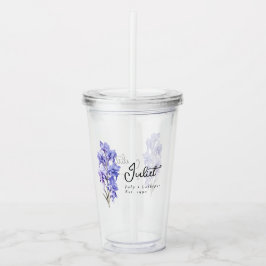 Verre En Acrylique Juillet Mois de naissance Fleur Larkspur Personnal