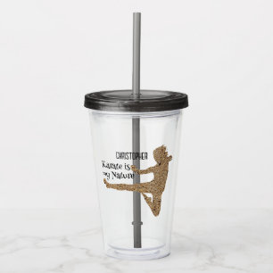 Verre En Acrylique Karate Martial Art Silhouette Personnalisé